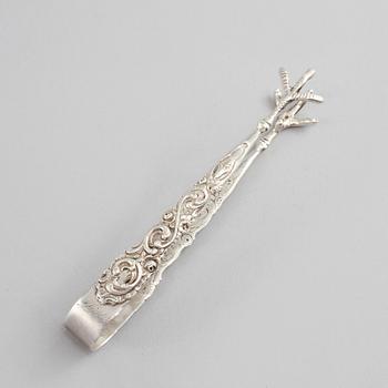 SOCKERSKÅL, GRÄDDSNIPA SAMT SOCKERTÅNG, silver, 1900-tal, vikt 400 gram.