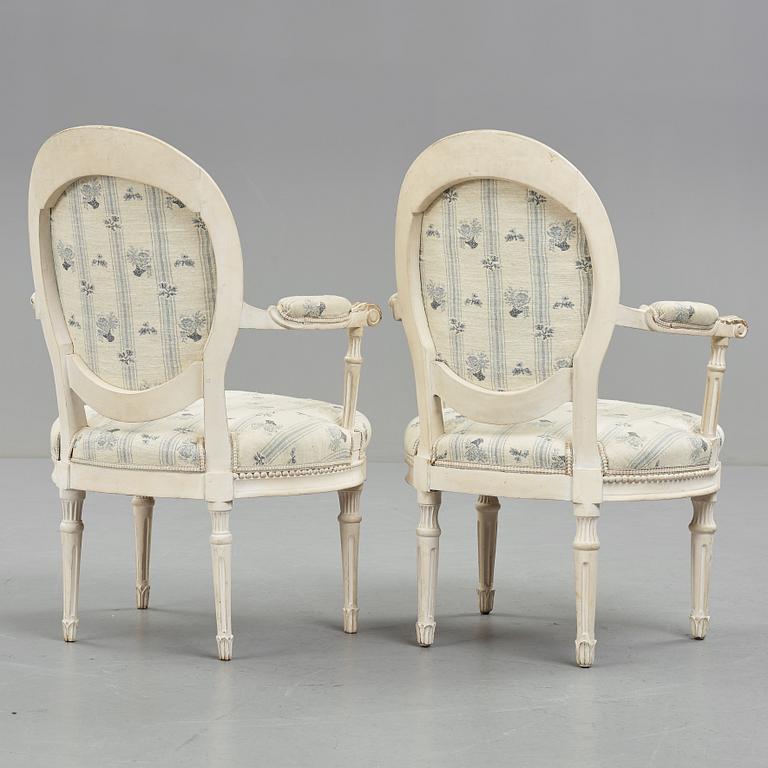 A pair of Danish late 18th century armchairs.