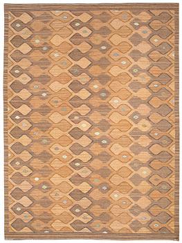 CARPET. "Finspong, brun" ("Kringelikroka"). Tapestry weave (gobelängteknik). 353,5 x 260,5 cm. Signed AB MMF BN.