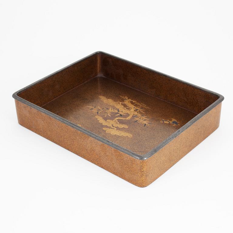 A Japanese laqcuer and maki-e document or paper box, also called "Ryoshibako" Meiji period (1968-1912).