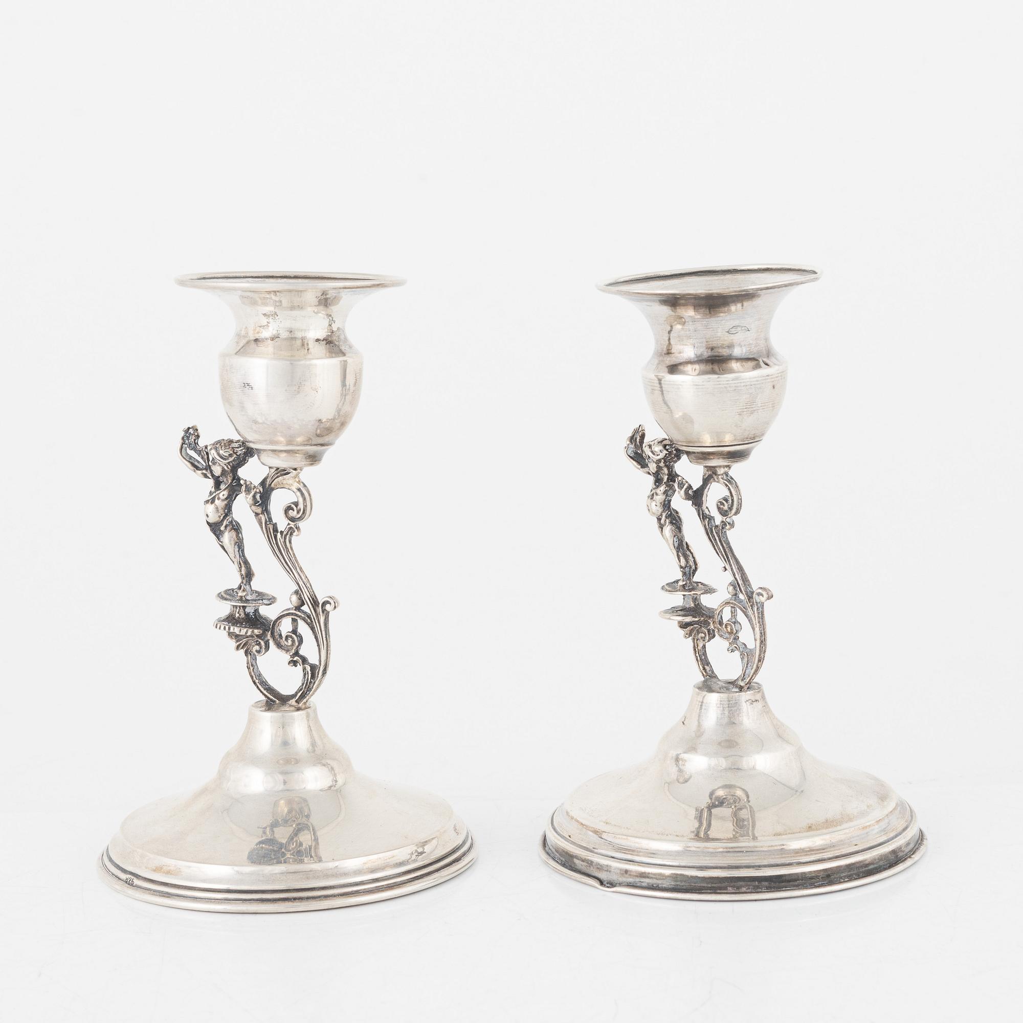 Ljusstakar, ett par, silver, märkta 825.