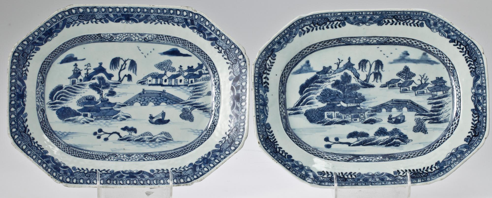 STEKFAT ett par, porslin, Kina Qinglong 1700-tal.