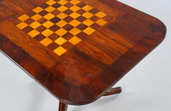 A folding chess table, 19th century.