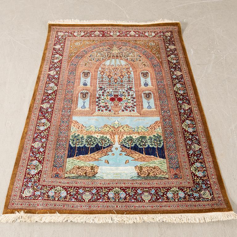 Ghom rug old/semi-antique silk approx. 148x101 cm.