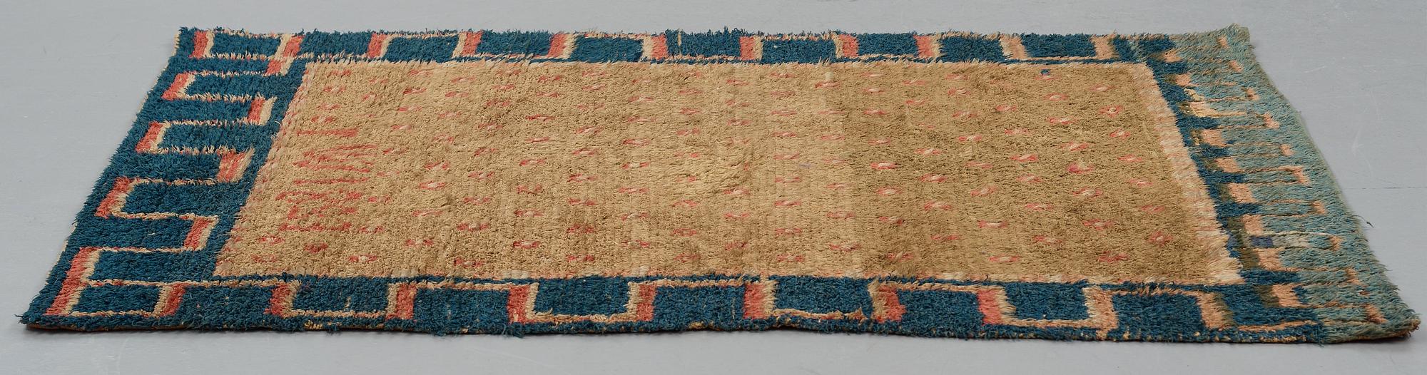 A RYA BED COVER, possibly signed I W, dated 1823, ca 170-176,5 x 136,5-141,5 cm.