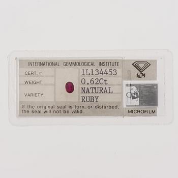 RUBIN, oval fasettslipad 0,62 ct.