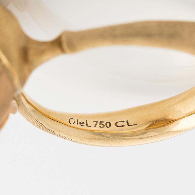 Ole Lynggard ring 18K guld i två färger och rutilkvarts "Lotus" nr 2.