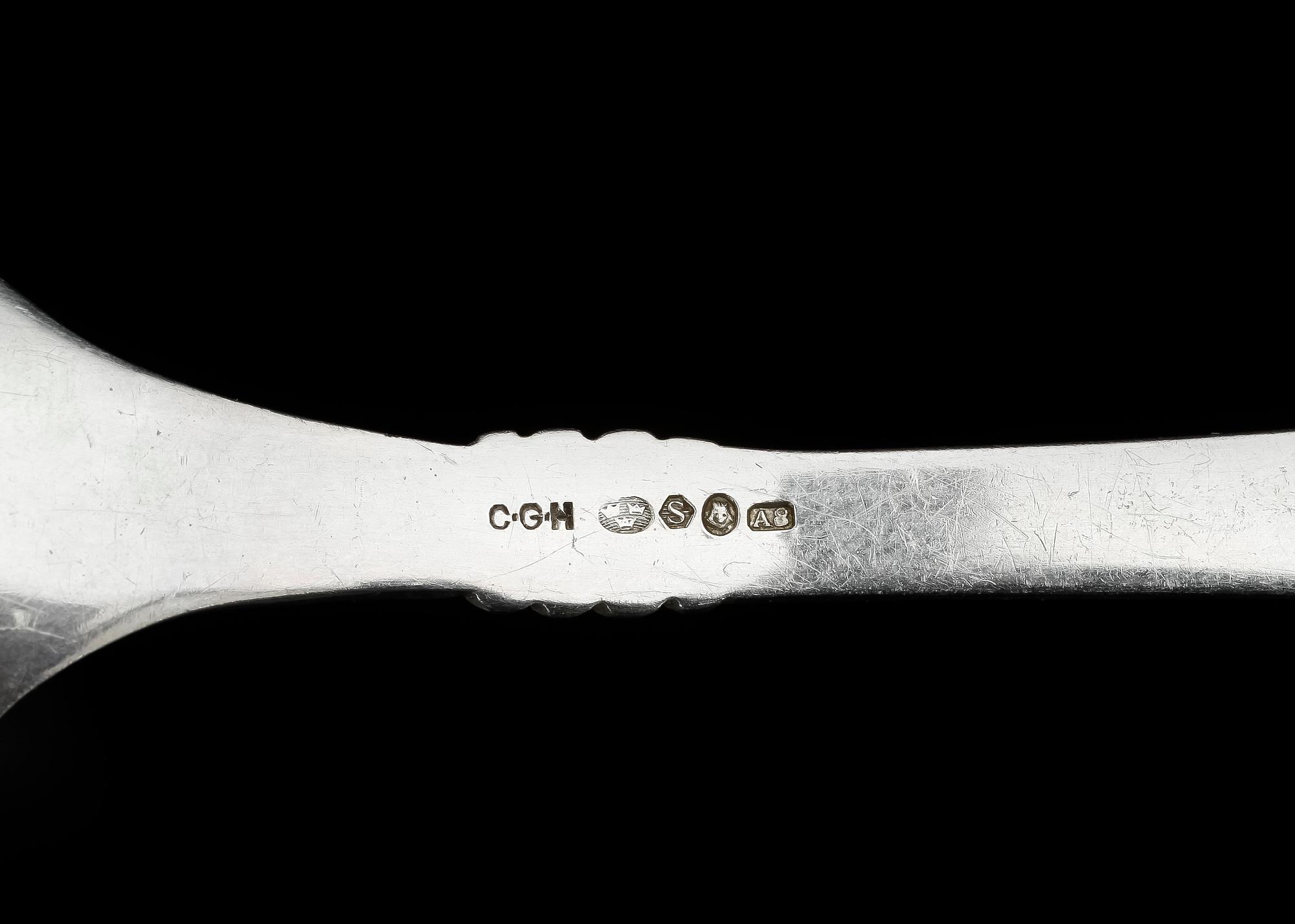 PARTI BESTICK, 11 delar, silver, flertal mästare, bla CG Hallberg resp Pehr Zethelius, 1810-tal till 1920-tal. Tot ca 400 gram.