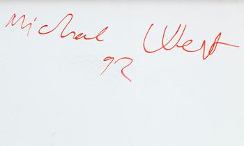 MICHAEL WEST, acrylic on metal, signed verso and dated 92.