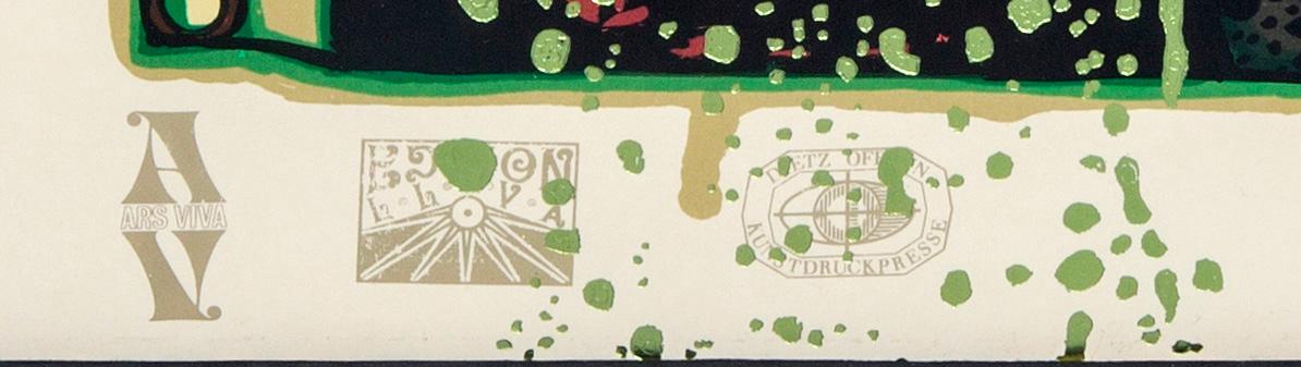 Friedensreich Hundertwasser,  färgserigrafi med metallprägling, numrerad 1649/3000.