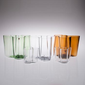 ALVAR AALTO, "Savoy" VASER, 5 st, glas, Iittala.