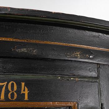 Corner cabinet, folk art, dated 1784.