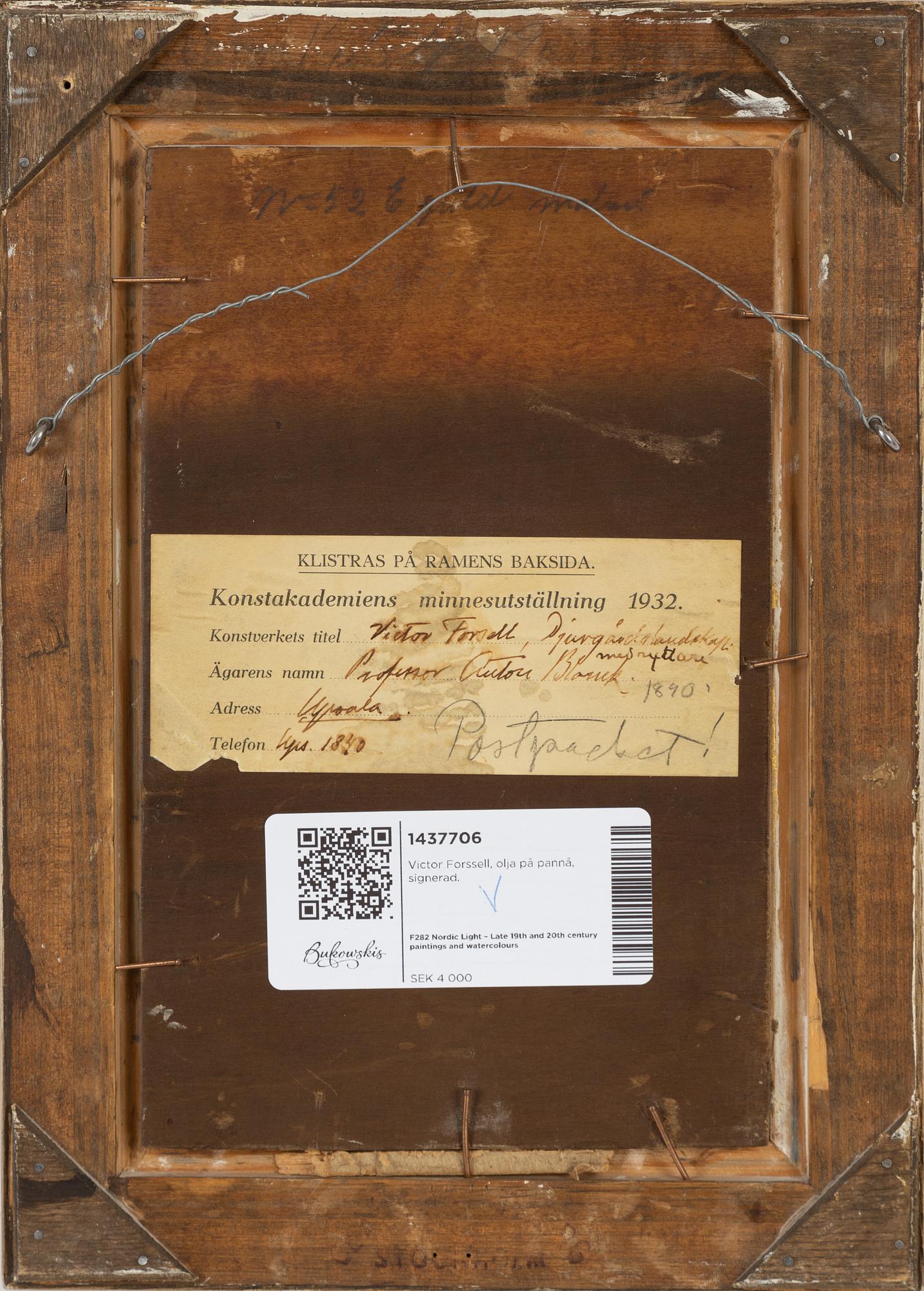 Victor Forssell, oil on panel, signed.