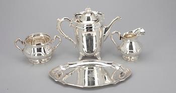 KAFFESERVIS, 4 delar. 830 silver. Vikt 929 g.