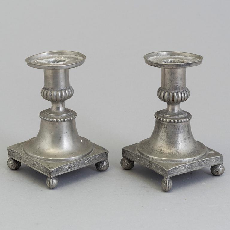 CANDLESTICKS, a pair, pewter, swedish, probably first half of the 19th century.