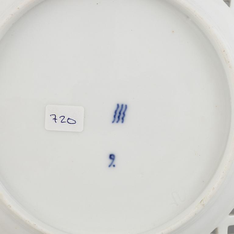 A 'Blue Fluted Full Lace' porcelain dish, Royal Copenhagen, 19th century.