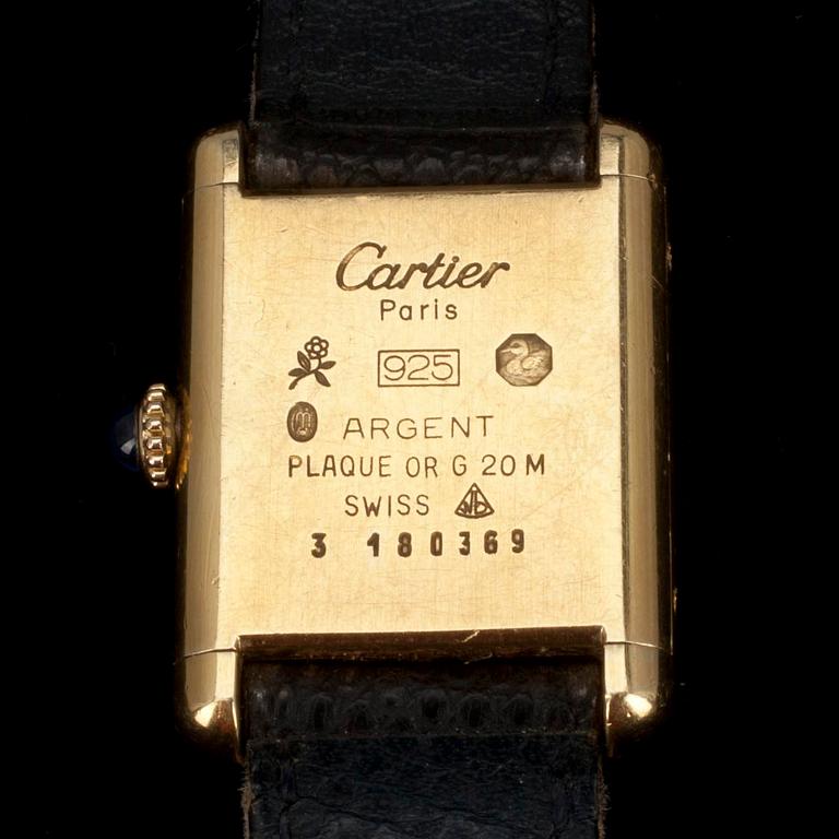 DAMARMBANDSUR, Must de Cartier, Tank, förgyllt silver, 1900-talets slut.