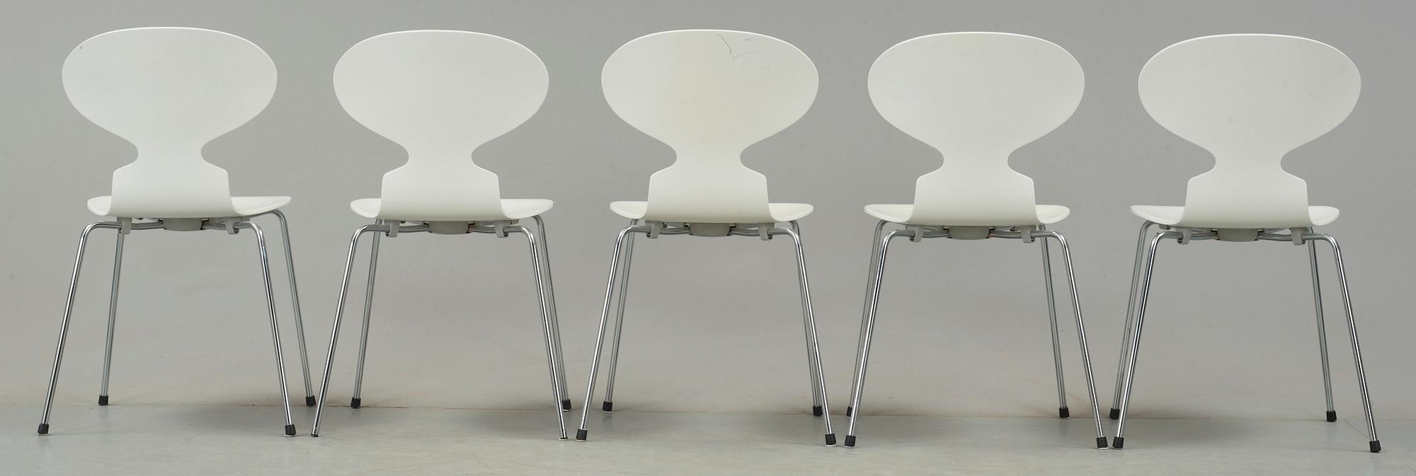 STOLAR, 5 st, "Myran", Arne Jacobsen, Fritz hansen, Danmark, 1900-talets slut.