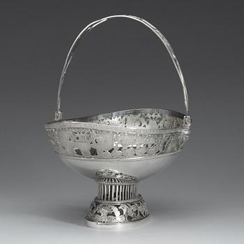 A Swedish 19th century silver basket, marks of Anders Lundqvist, Stockholm 1826.