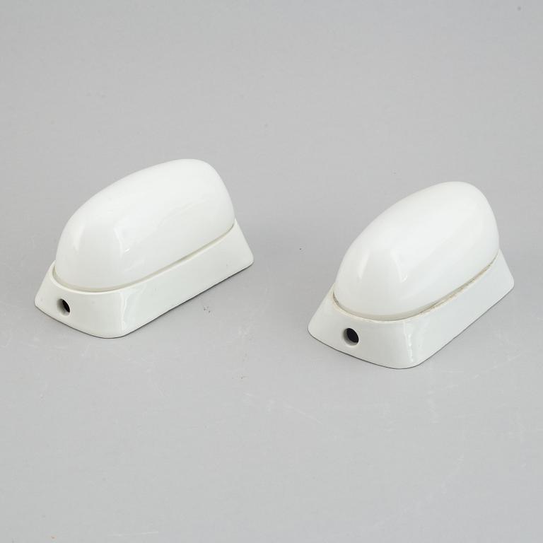 WILHELM WAGENFELD, three ceramic wall lights, Lindner Keramik, Bamberg, 1950's/60's.