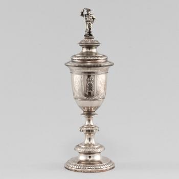 POKAL, silver, Firma Gustav Möllenborg, 1877. Vikt 918 g.