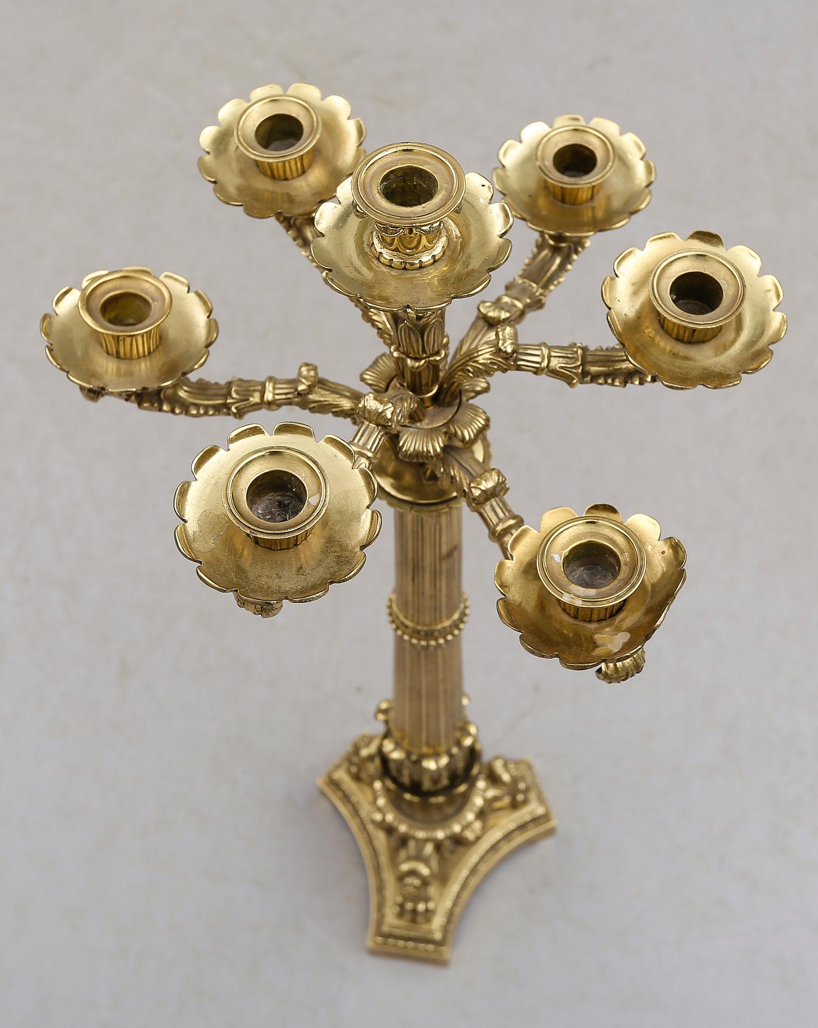 KANDELABER, brons, empirestil, 1800-tal.