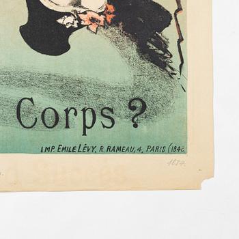 A lithographic poster, 'Folies-Bergère Où est le Corps?', Imp. Emile Lévy, 1884.