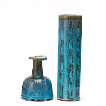 Wilhelm Kåge, Two Wilhelm Kåge 'Farsta' stoneware vases, Gustavsberg studio, Sweden 1960 and 1958.