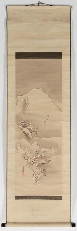 RULLMÅLNINGAR, 3 st, på papper, Japan 1900-tal.