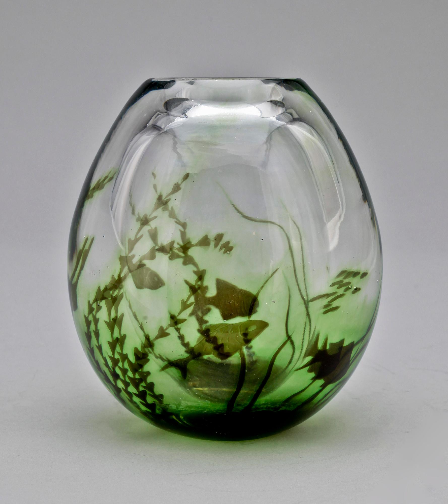 VAS, glas, Fiskgraal. Edward Hald, Orrefors, sign.