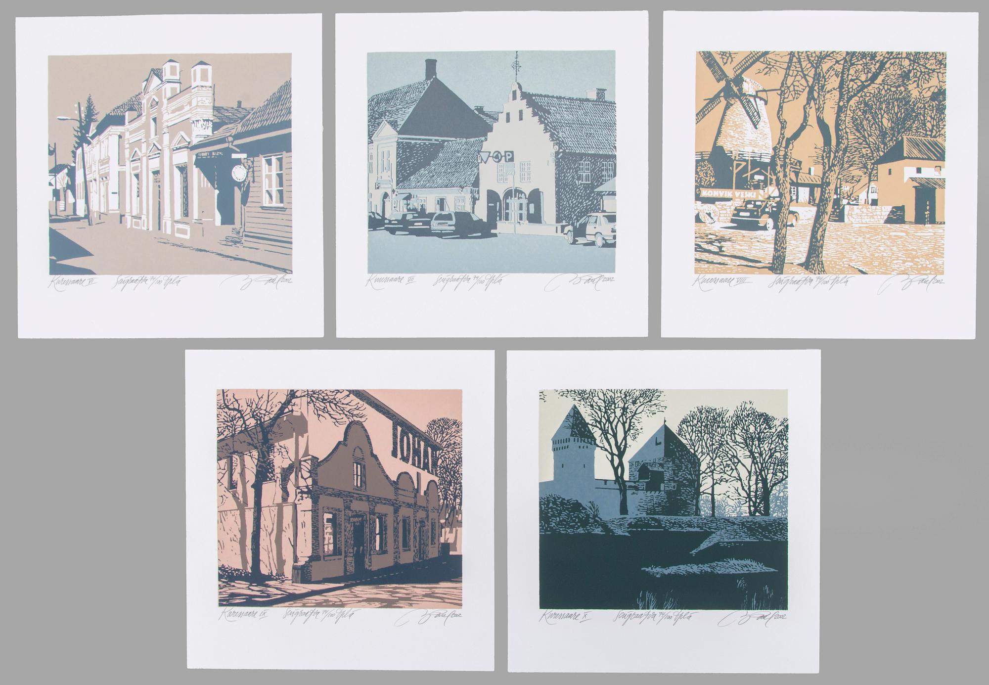 Illimar Paul, Grafikmapp med 10 blad, "Kuressaare", signerad.