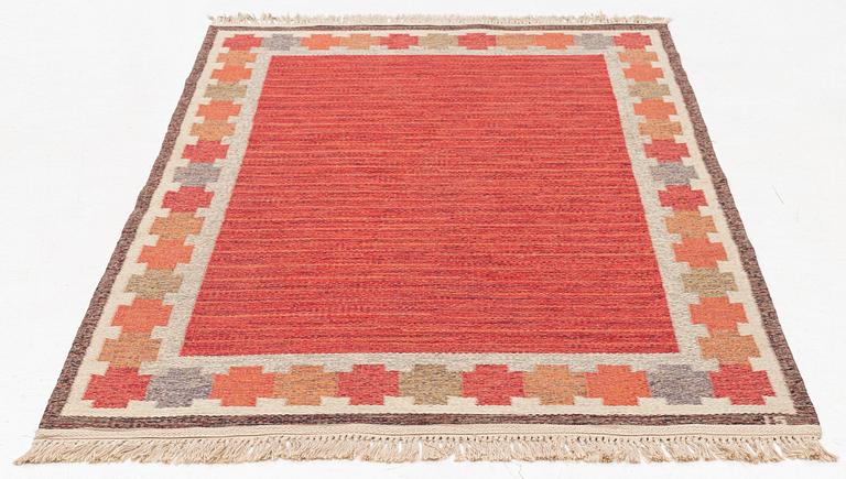 Ingegerd Silow, a flat weave rug, signed IS, c. 208 x 132 cm.