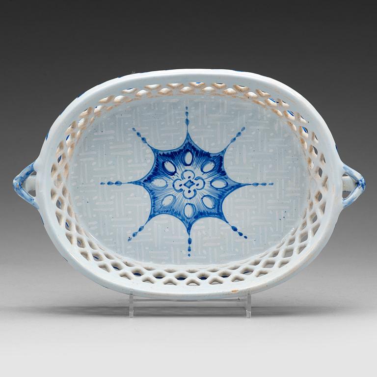 A Swedish faience chesnut basket, Rörstrand, dated 19/2 (17)66.