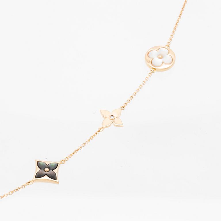 Louis Vuitton, "Blossom Sautoir" Necklace in 18K Rose Gold with Diamonds and Mother-of-Pearl.
