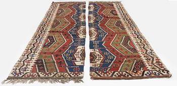 Antique central Anatolian kilim, two pieces, c. 447 x 173 cm, first half of the 19th century.