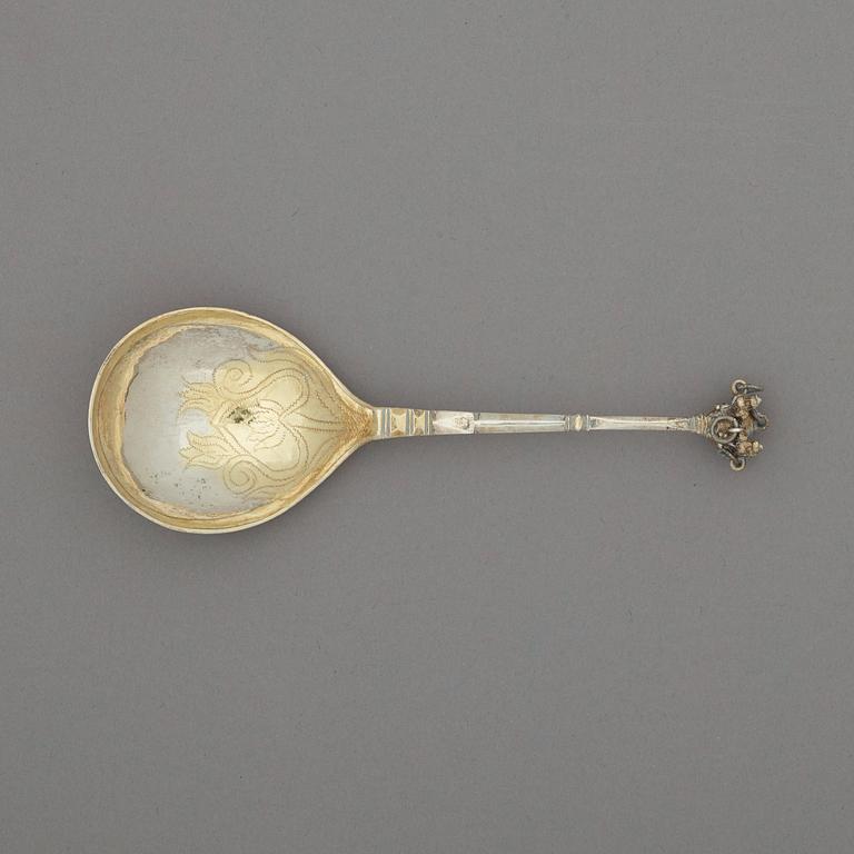 A Swedish 18th century parcel-gilt spoon, marks of Christoffer Bauman, Hudiksvall 1759.