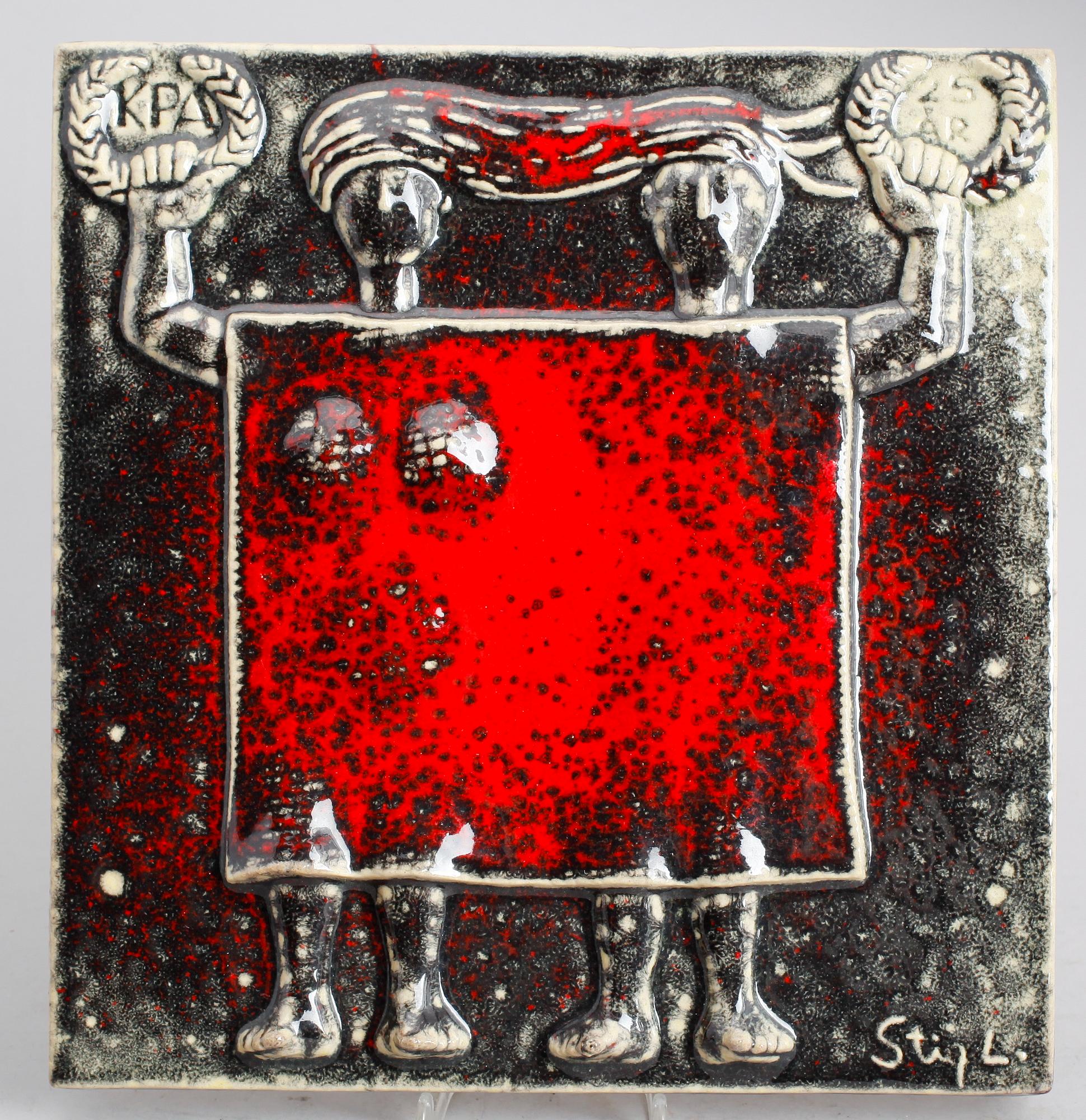 VÄGGRELIEF, stengods, Stig Lindberg, signerad.