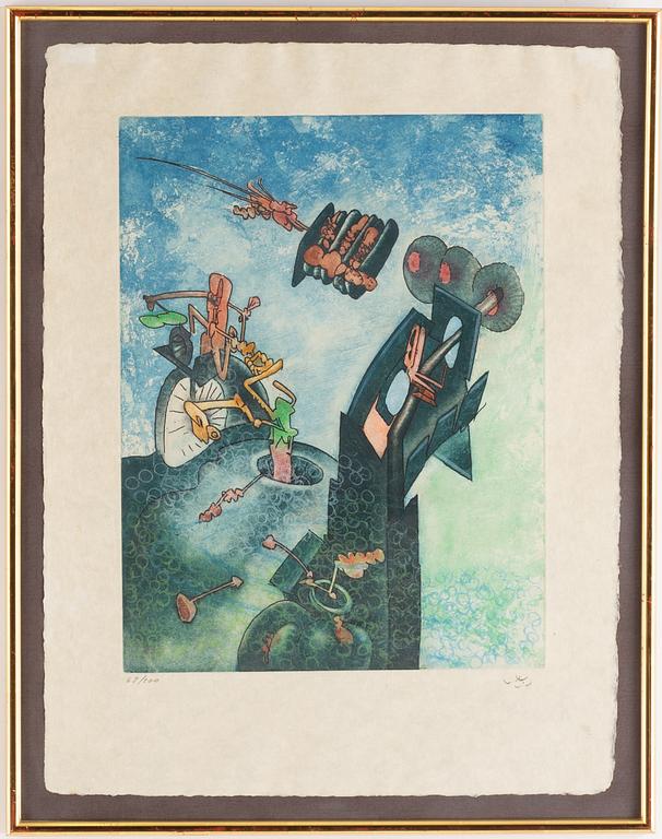 Roberto Matta, colouretchings, 10, on japonpaper, signed 68/100.