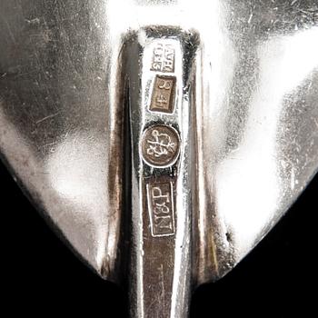 SERVERINGSBESTICK, 3 st, silver, bl.a. Kurljukov / Курлюковъ. Ryssland 1800-tal. Vikt 245,6 g.