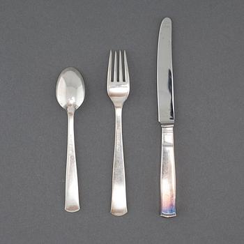 48 pieces of silver tableware by Jacob Ängman for GAB in Eskilstuna, model "Rosenholm", 1970.
