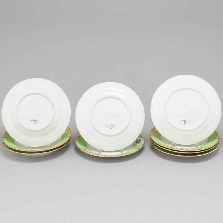 A set of nine French porcelain dishes, 19th Century. Rue Thieroux 12.