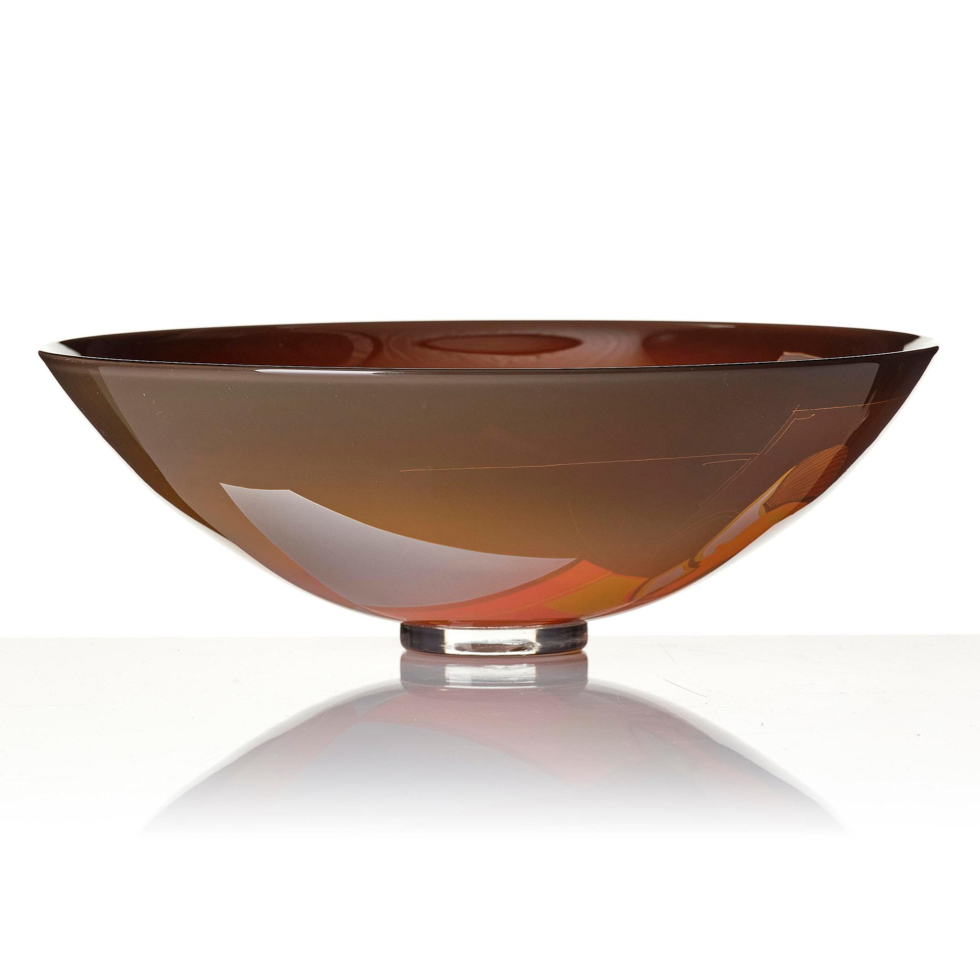 Klas-Göran Tinbäck, a blasted glass bowl, blown by Wilke Adolfsson, 1985.