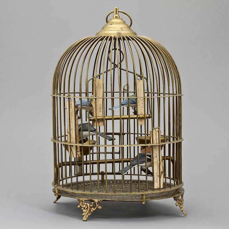 FÅGELBUR, gulmetall, 1900-talets första hälft.