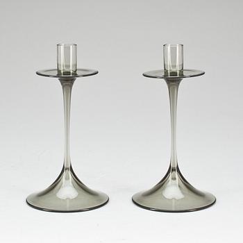 LJUSSTAKAR, ett par, glas, Nils Landberg, Orrefors.