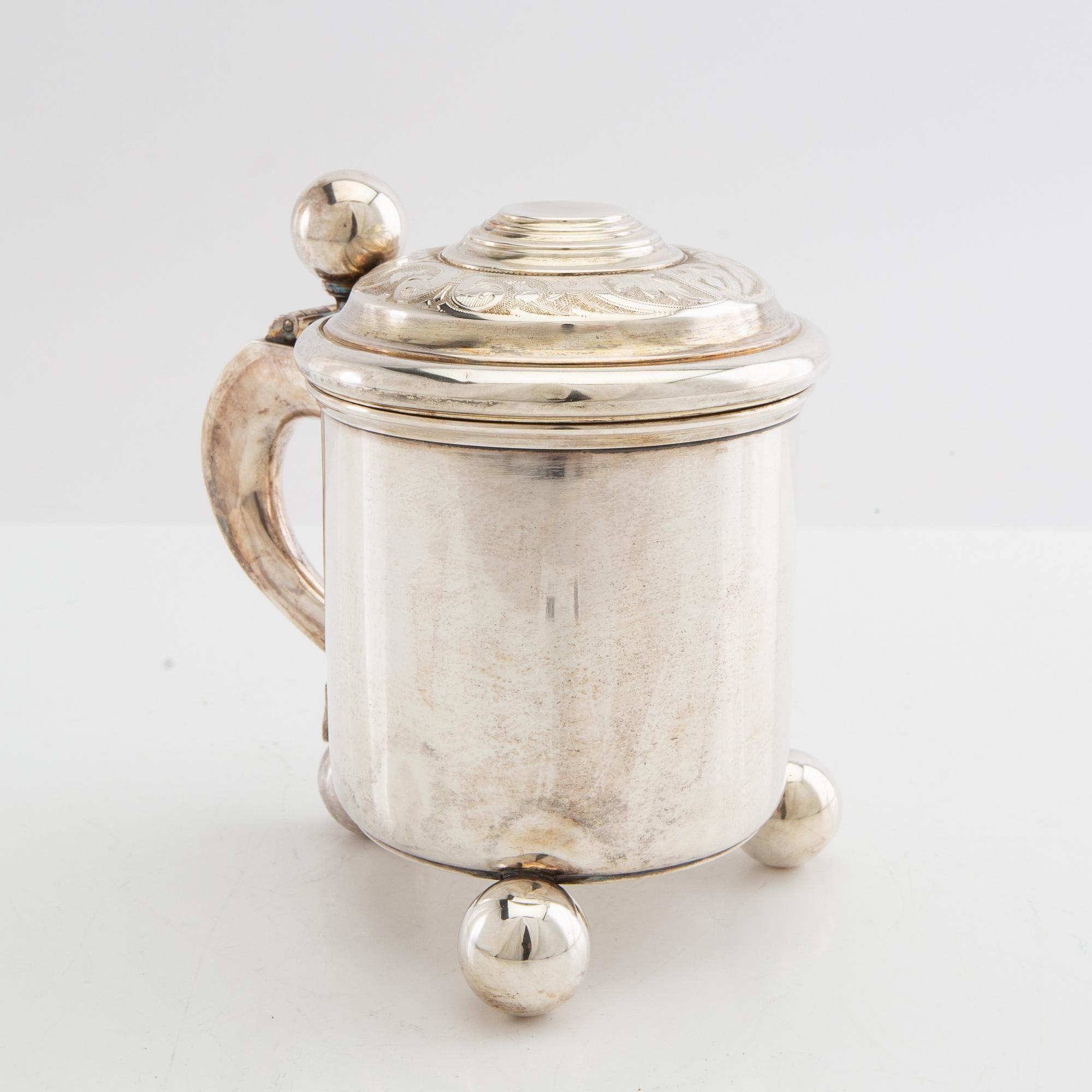 Dryckeskanna Barock-stil silver K Andersson Stockholm 1904.