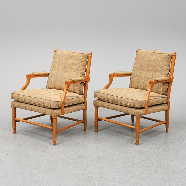 FÅTÖLJER, ett par, gustaviansk stil av s.k. Gripsholmsmodell, Norells möbler, 1900-talets slut.