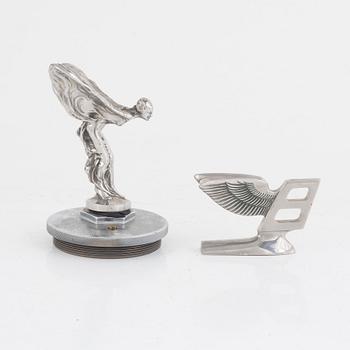 Hood ornaments, 2 pcs, Rolls-Royce and Bentley, 20th century.