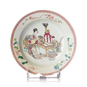 969. A famille rose ruby-back 'mother and child' plate, Qing dynasty, Yongzheng (1723-35).