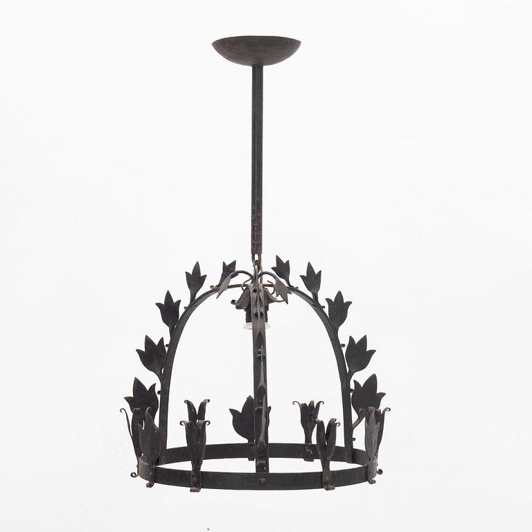 A wrought iron chandelier, first half of the 20th century.