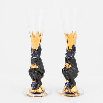 Gunnar Cyrén, snapsglas, 8 st, sk djävulsglas, "Nobel", Orrefors.